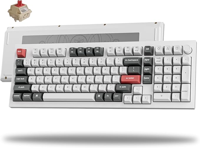 Keychron Q5 Ultra 8K Polling Rate Wireless Custom Mechanical Keyboard 2.4 GHz & Bluetooth 660Hr Battery Aluminum ZMK Launcher with Hot-swappable Red Switches PBT Keycaps for Mac Windows Linux - White