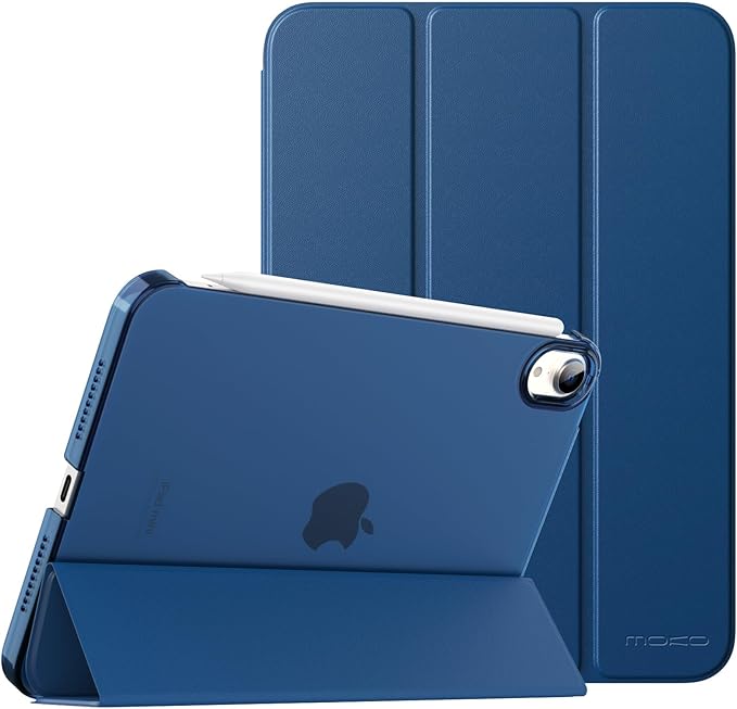 MoKo for iPad mini 7 (A17 Pro) Generation Case 2024, iPad mini 6 Case 2021, 8.3-inch Slim Lightweight Protective Hard Back PC Shell Stand Cover Support Touch ID, Auto Wake/Sleep, Dark Sea Blue
