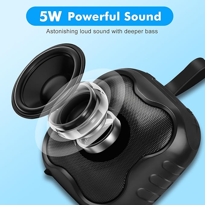 Shower Bluetooth Speaker, IPX6 Waterproof Portable Speaker with Loud HD Sound RGB Lights for Home, Beaches Portable Wireless Outdoor Speakers