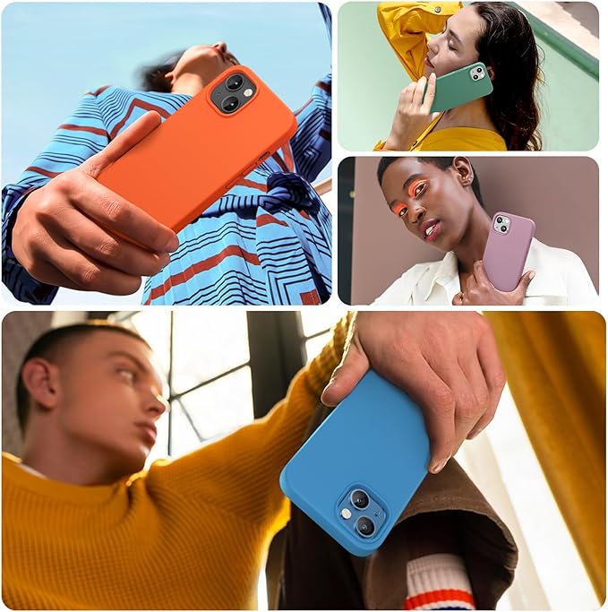 Miracase Designed for iPhone 13 Case, with Tempered Glass Screen Protector, [Soft Anti-Scratch Microfiber Lining], Shockproof Liquid Silicone Rubber Phone Case Cover for 13 6.1 inch, Capri Blue