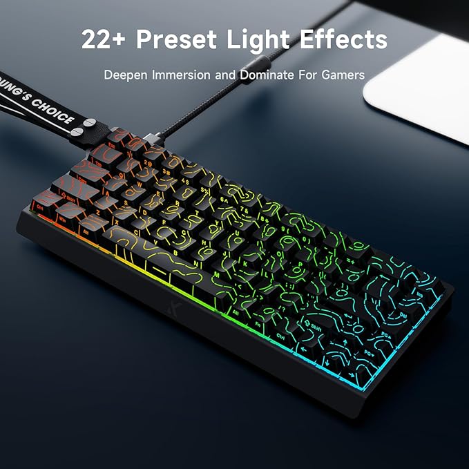 MCHOSE ACE 68 60% Mechanical Gaming Keyboard Wired Rapid Trigger Hall Effect Keyboard Magnetic Switch Adjustable Actuation 8000Hz Polling Rate Custom RGB MAC Laptop(Black Topographic TTC Dragon Lord)