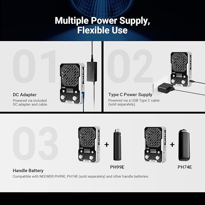 NEEWER 100W Ultra Compact LED Video Light APP/Panel Control, Pocket Size Bi Color COB Continuous Output Lighting with 4 Dimming Curves/2700K-6500K/CRI96+ for Studio Photography Recording, FS100B