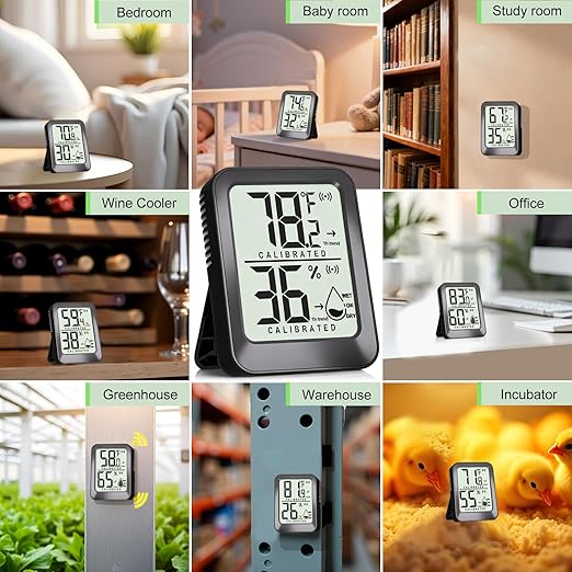 3 Pack Room Thermometer Indoor Hygrometer Digital Mini Humidity Meter Gauge with Temperature and Humidity Monitor Sensor for House, Pet, Plant, Incubator - Battery Included