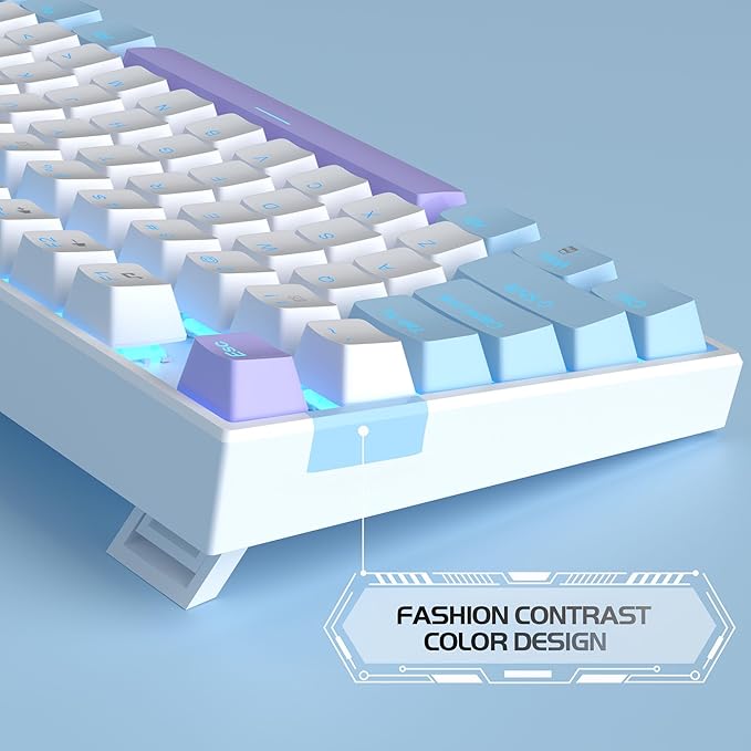 MageGee 75% Mechanical Gaming Keyboard, Red Switch, LED Blue Backlit, 87 Keys Compact TKL Wired Keyboards for Windows Laptop PC Gamer - White/Blue