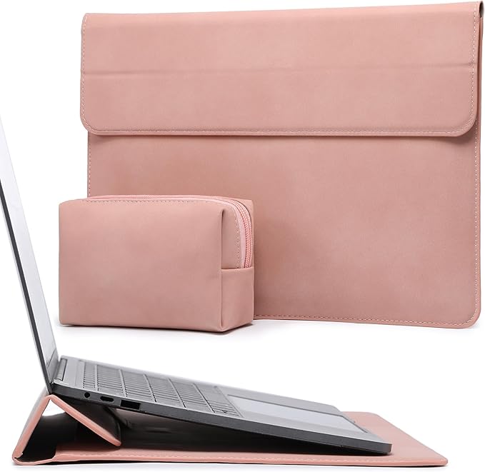 HYZUO 15 Inch Laptop Case Bag Sleeve with Stand for MacBook Air 15 M5 M4 A3241 M3 A3114 M2 A2941 2026-2023, 15" Surface Laptop 7/6/5/4/3, MacBook Pro 15 A1990 A1707 2019-2016, Pink