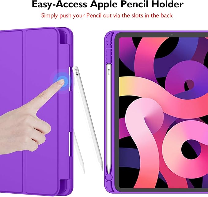 iMieet iPad Air 11 Inch Case M4/M3/M2(2026/2025/2024), iPad Air 5th/4th Generation Case 2022/2020 10.9 Inch with Pencil Holder,Trifold Stand Smart Case with Soft TPU Back(Grape Purple)