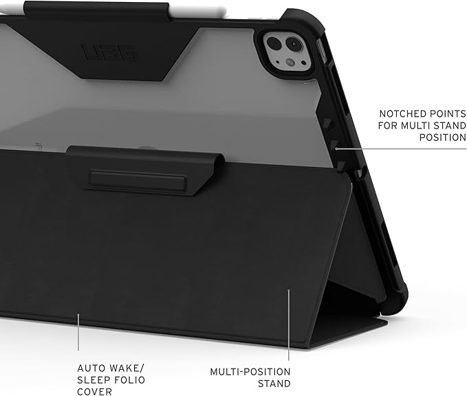 URBAN ARMOR GEAR UAG Designed for iPad Pro 13" 8th Gen 2025 M5, 7th Gen 2024 M4 Case A3360 A3361 - Rugged Folio Protective Cover with Multi-Angle Adjustable Stand and Pencil Holder Plyo LT Ice/Black
