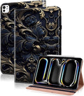 Case for iPad Pro 13 inch (M5/M4) 2025/2024, Premium Leather Folio Stand Protectors Cover with Auto Wake/Sleep, Pencil Holder, Hand Strap and Card Slots - Blue Flower