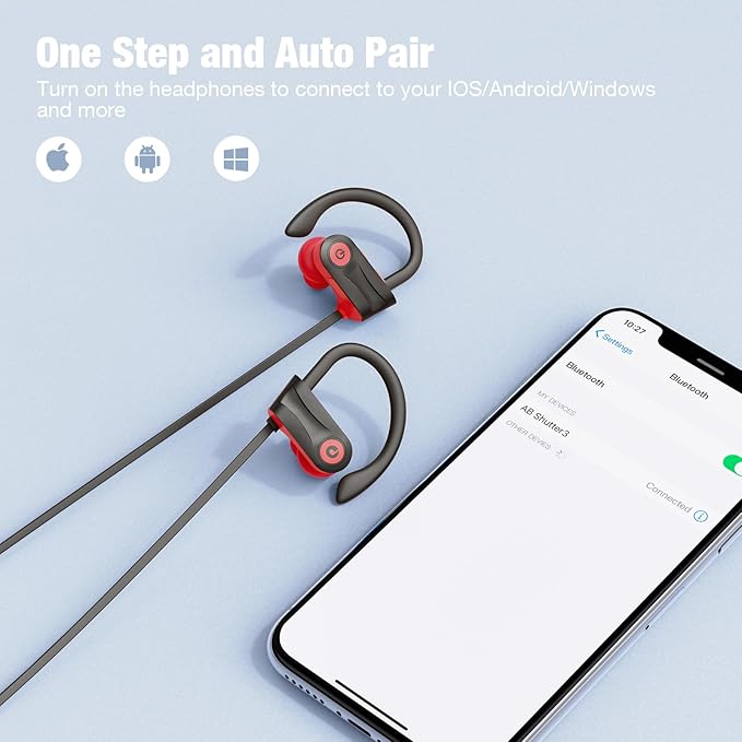 Boean Workout Headphones Bluetooth Headphone with Mic Bluetooth 5.3 Technology with Stereo Sound Deep Bass 16 Hrs Playback Running Headphones IPX7 Rating for Sports