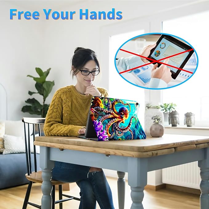 for Amazon Kindle Fire Max 11 (13th Generation, 2023 Release) 11" Tablet Case, Slim Kickstand Stand Leather Smart Cover with Auto Wake/Sleep, Underwater Octopus