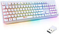 KLIM Chroma White Wireless Keyboard – RGB Backlit, Rechargeable Battery, Wireless Keyboard with Water-Resistant Durable Design, Compatible with PC, Mac, PS4, PS5