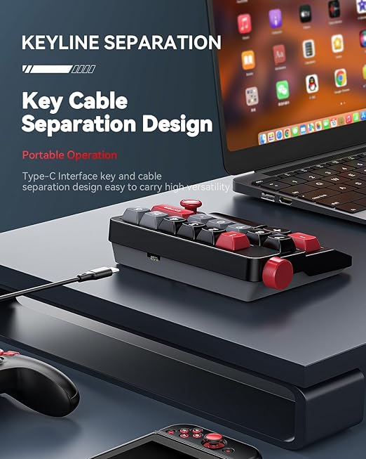Numeric Mechanical Keyboard with Right Joystick, One Handed Keyboard Fully Programmable for Knobs and Keys, Rocker Knobs for OSU Keypad, Hotswap Keypad with RGB