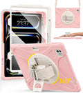 BRAECN for iPad Pro 13 inch Case M5 2025 & M4 2024 Heavy Duty Shockproof Protective with Pencil Holder Screen Protector 360°Rotating Stand Handle & Shoulder Strap Full Body Cover Kids Friendly