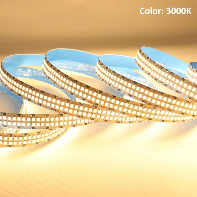LEDENET 2835 SMD Warm White LED Strip Lights 3000K DC 12V 2400 LEDs 16.4ft/5M Double Row Flexible LED Strip Tape Light Ribbon Lamp LED Dimmable Strips for Bedroom Lighting