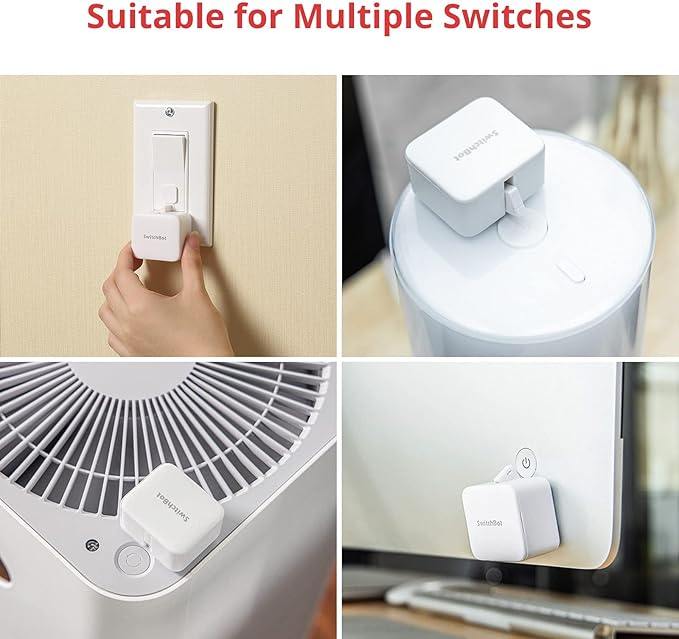 SwitchBot Rechargeable Smart Switch Button Pusher (Bluetooth) – Fingerbot for Rocker/One-Way Buttons, App Timer Control, No Wiring, Optional Hub for Voice/Remote, White