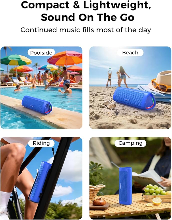 BolaButty Bluetooth Speaker Portable Wireless, IPX5 Waterproof, Up to 20H Playtime, TWS Pairing, BT5.3, for Home/Party/Outdoor/Camping/Beach Essentials, Birthday Gift (Blue)