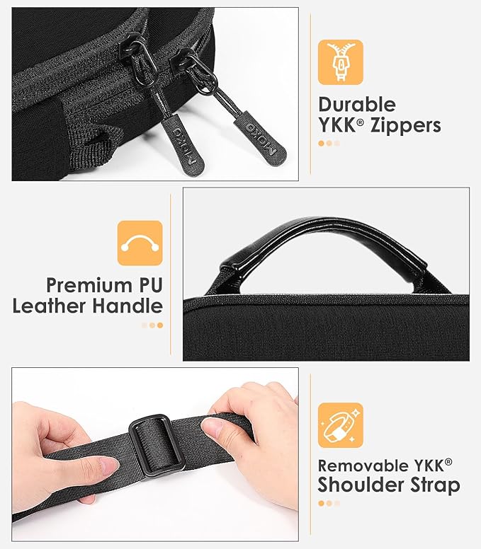 MoKo 9-11 Inch Tablet Sleeve Bag 360° Protetive Carrying Case Compatible with iPad 10th 10.9, iPad Air 5/4th 10.9, iPad 9/8th 10.2, iPad Pro 11, Tab S8/S9 11, with Handle and Shoulder Strap, Black