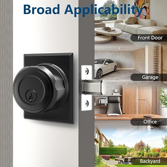 GeekTale Fingerprint Deadbolt, Fingerprint Door Knob, Smart Deadbolt Lock, Smart Door Lock, Twist to Lock&Unlock, Keyless Entry Door Lock with App, for Front Door, Garage, Easy Installation