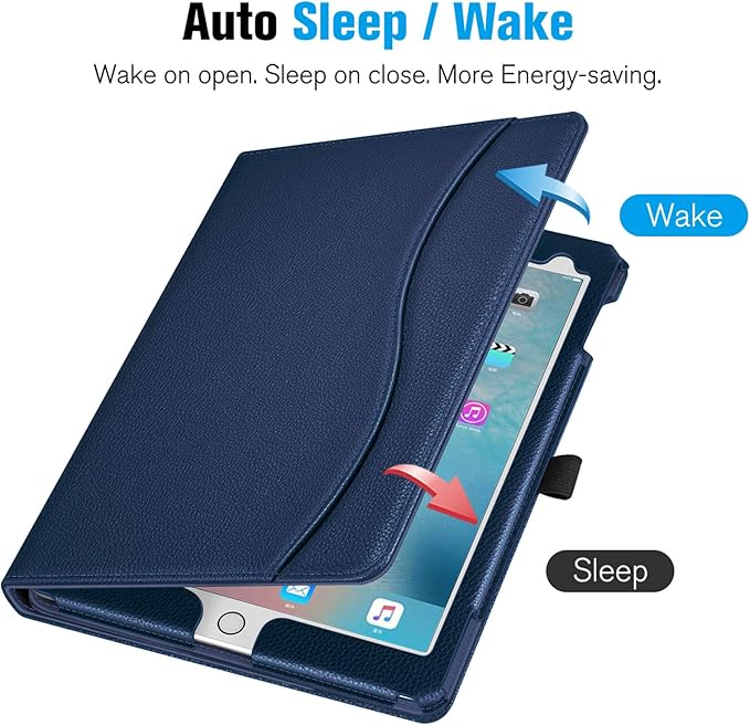 Fintie Case for iPad Pro 9.7 Inch 2016 Release Tablet- [Corner Protection] Multi-Angle Viewing Folio Smart Stand Back Cover with Pocket, Pencil Holder, Auto Wake/Sleep, Navy