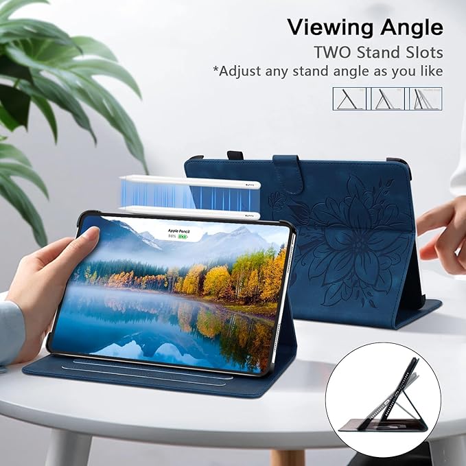 Case for iPad 9th Generation (2021) / 8th Generation (2020) / 7th Gen (2019) 10.2 Inch, Auto Wake/Sleep Supports Pencil Holder Magnetic Clasp Stand Cover, Blue