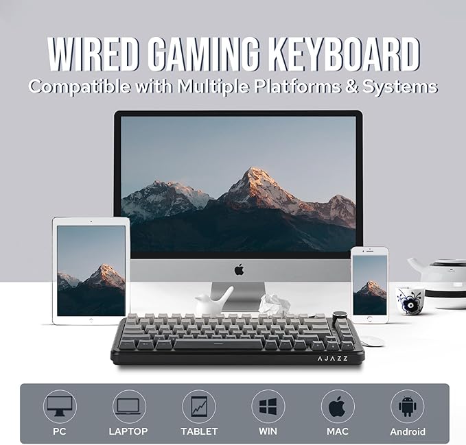 MechLands AJAZZ AK820 MAX HE Hall Effect Magnetic Gaming Keyboard, Adjustable Actuation, 8KHz Polling Rate, Wired Rapid Fast Keyboard, Creamy Gasket, RGB Backlight, NKRO for Win/Mac (Gradient Grey)