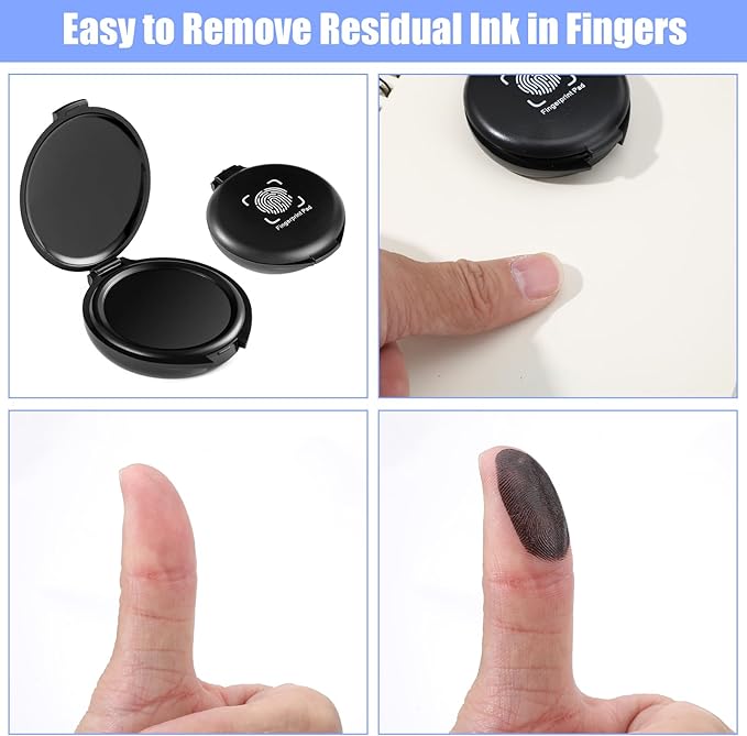 24PCS Fingerprint Thumbprint Ink Pads, Mini Black Water-Based Ink Stamp Pads for Notary Supplies, Office, ID Security, Law Enforcement, Fingerprint Cards, Home Use Office use