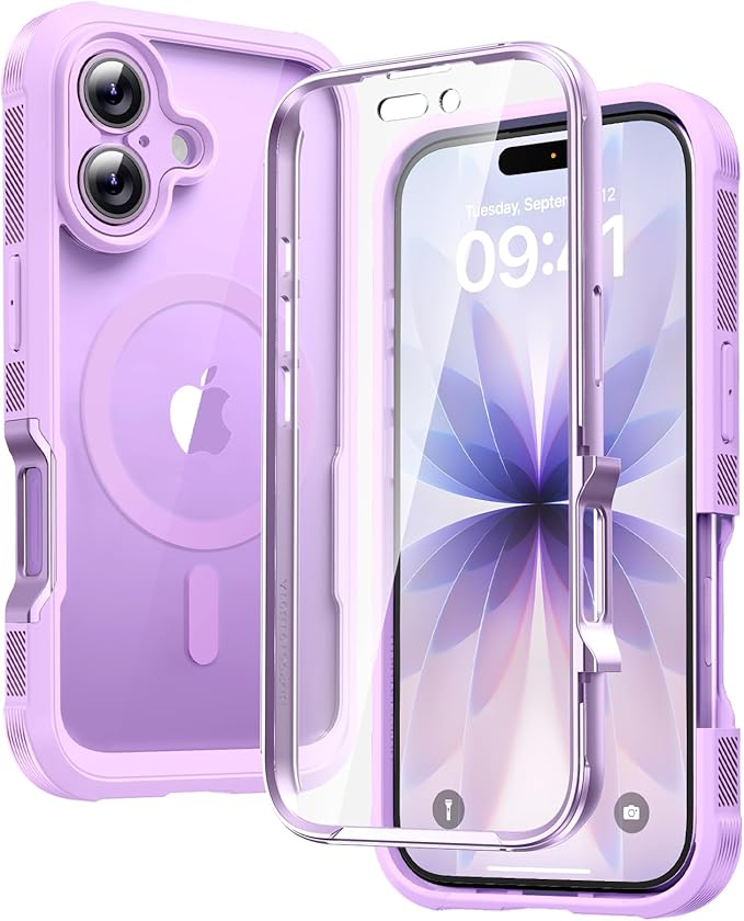 Diaclara Magnetic Designed for 17 Case Full Body Bumper,[Compatible with MagSafe] Military Drop Proof Cover with Built-in Touch Sensitive Anti-Scratch Screen Protector Purple