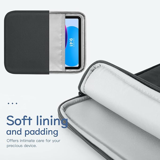 Dadanism 9-11" Tablet Sleeve Bag Carrying Case for iPad (A16) 11th Gen 11", iPad 10th Gen 10.9" Air 5/4, iPad Air M4/Pro 11", iPad 9/8/7th, Galaxy Tab A11+ Plus 11", Remarkable 2 10.3", Black & Gray