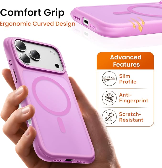 ORNARTO Magnetic for iPhone 17 Pro Max Case, 20FT Military-Grade Drop Protection, Compatible with MagSafe, Slim Shockproof Translucent Matte Phone Case for iPhone 17 Pro Max 6.9", Cherry Blossom