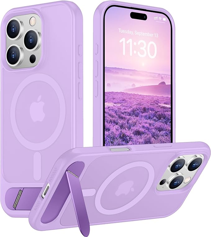 Magnetic Compatible with iPhone 16 Pro Case, [Built-in Invisible Kickstand][Compatible with MagSafe][Military Grade Shockproof] Slim Translucent Matte Phone Case for iPhone 16 Pro 6.3"