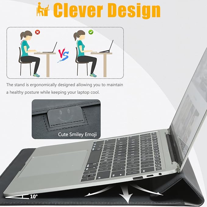 HYZUO 15-16 Inch Laptop Case Bag Sleeve with Stand Feature for MacBook Pro 16 M5/M4/M3/M2/M1 Pro/Max 2026-2019, XPS 15, MacBook Pro 15 2015-2012, Samsung Galaxy Book Flex 15, Graphite