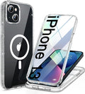 Miracase for iPhone 13 Case 6.1'', [Bubble Free] Full-Body Bumper Phone case with Built-in Full Glass Screen,No Gap,Compatible with MagSafe,Drop Proof 13 Cover,Clear Glitter