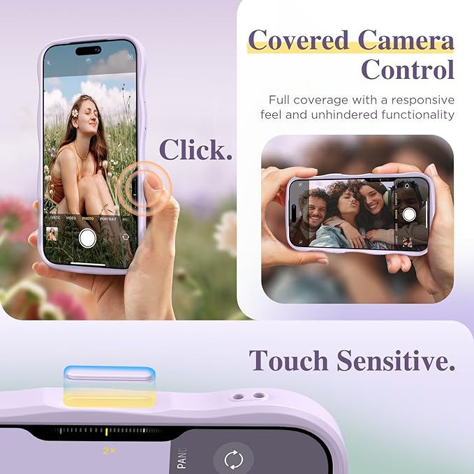 GVIEWIN for iPhone 17 Pro Case Compatible with MagSafe [Curly Wave Edge][Full Camera Protection] Floral Translucent Shockproof Magnetic Women Phone Case for iPhone 17 Pro 6.3'', Floratopia/Purple