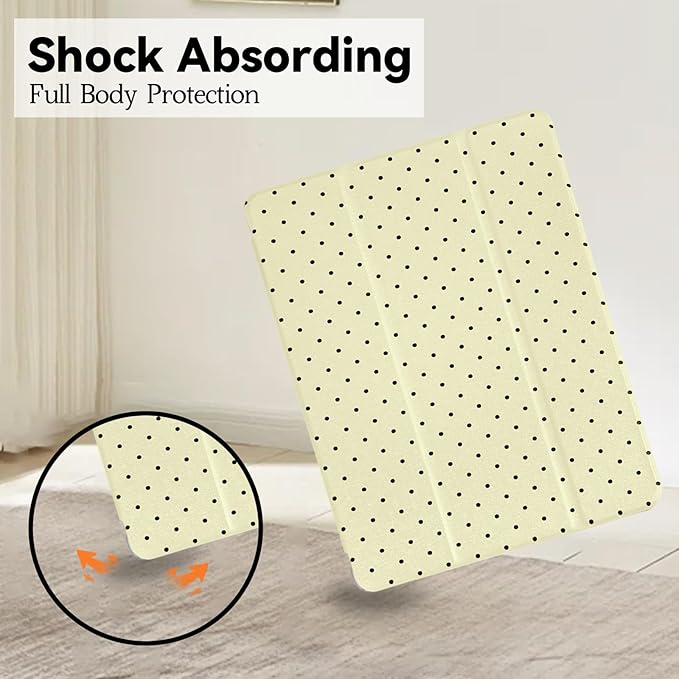 Lovmooful Compatible for iPad 5/6 (9.7-Inch,2018/2017 Model,6th/5th Generation) Case with Pencil Holder Cute Polka Dot with Aesthetic Design Soft TPU Trifold Stand Protective-Yellow