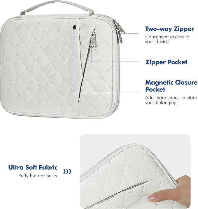 MoKo 9-11 Inch Tablet Sleeve Carrying Case with Handle, Padded Protective Travel Bag for New 11 inch iPad Air M4 2026, iPad A16, i-Pad Pro 11 M5, i-Pad 10./Air 5/4. Gen10.9, Tab S9/S8 11, Cream