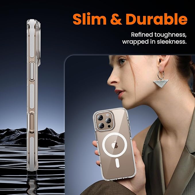 toushion 3 in 1 for iPhone 16 Pro Case Clear with MagSafe, Yellowing-Resistant Acrylic Back, Shockproof Guard Corners, Military-Grade Protection for iPhone 16 Pro Phone Case 6.3 inch Clear Bumper