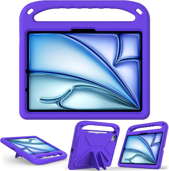 Dteck Case for iPad Air 5th/4th Generation(2022/2020), iPad Pro 11 Case 2022/2021/2020/2018, Shockproof Protective Handle Stand Pencil Holder Kids Case for iPad Air 5/4 10.9" & iPad Pro 11",Purple