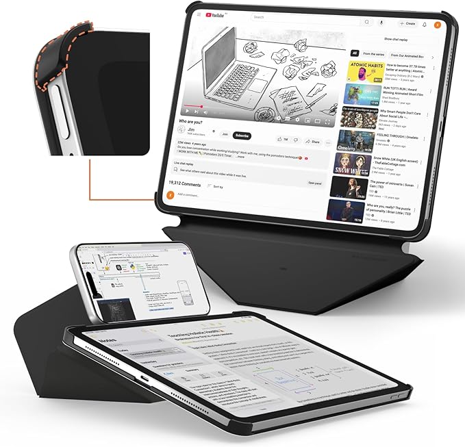 MOFT Dynamic Folio Case for iPad Air 11"(M4 2026/M3 2025/M2 2024) & iPad Air (5th Gen. 2022)/(4th Gen. 2020)-[Reinforced Corner Protection] Slim Magnetic Stand with 20+ Viewing Angles, Jet Black
