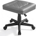 VECELO Under Desk Footrest, PU Ergonomic Foot Rest with Wheels, Comfort Padding, Height Adjustable for Relieving Leg Pain, Stiffness, and etc, Gray