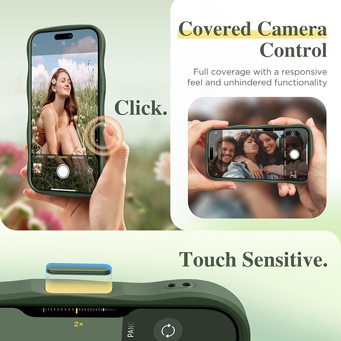 GVIEWIN for iPhone 16 Pro Max Case Compatible with MagSafe [Curly Wave Edge][Full Camera Protection] Floral Translucent Shockproof Magnetic Women Phone Case for 16 Pro Max, Sweet Posy/Forest Green