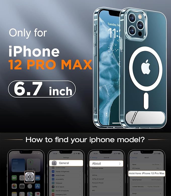 Magnetic Compatible with iPhone 12 Pro Max Case, [Built-in Invisible Kickstand][Compatible with MagSafe][Military Grade Shockproof] Slim Thin Phone Case for iPhone 12 Pro Max 6.7"