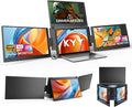 Triple Screen Laptop Monitor Extender, Quad Monitor 15.6” FHD 1080P Portable Triple Monitors, 1 USB-C Connection for 4 Screens, Integrated Aluminum Alloy, Auto Rotation Top Display for 12–17.3” Laptop