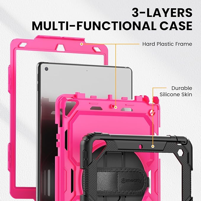 Timecity for iPad Air 3/ Pro 10.5 Inch Case, 360° Rotating Stand, Pencil Holder, Shockproof with Screen Protector & Shoulder Strap - Heavy Duty Protection Case for iPad Air 3rd Gen - Rose