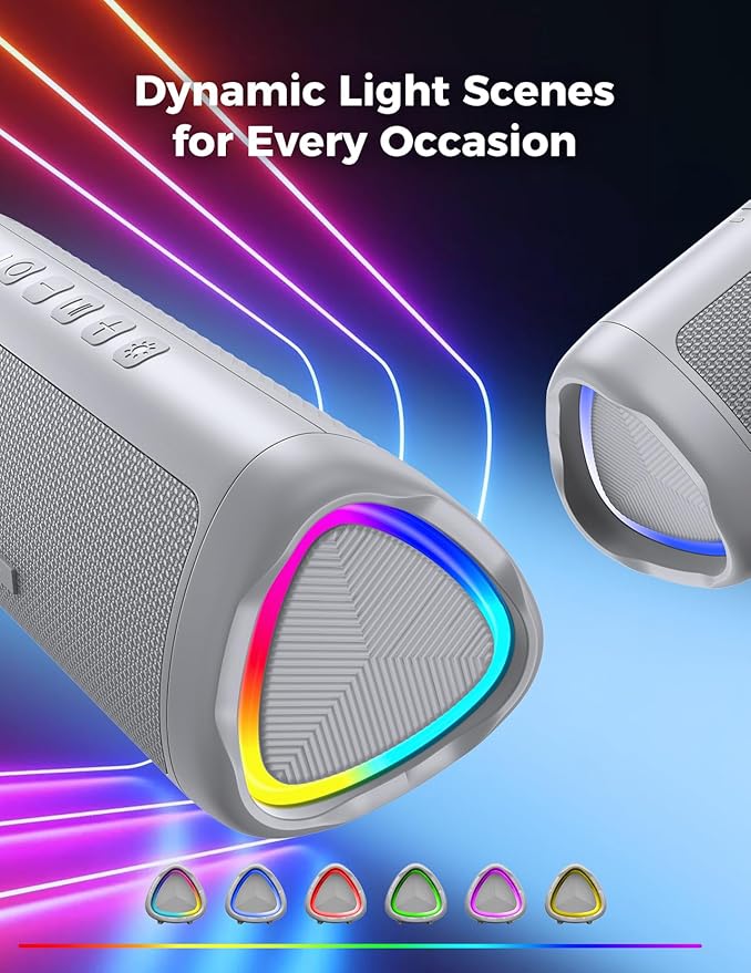 BolaButty Bluetooth Speaker Portable Wireless, IPX5 Waterproof, Up to 20H Playtime, TWS Pairing, BT5.3, for Home/Party/Outdoor/Camping/Beach Essentials, Birthday Gift (Grey)