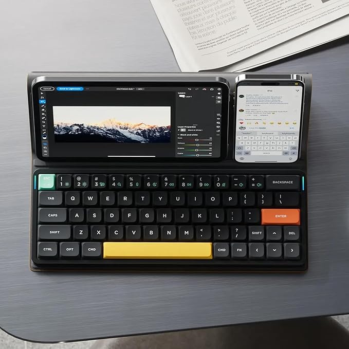 nuphy Air60 V2 Portable Wireless Keyboard 60% Low Profile Mechanical Keyboard Support QMK/VIA Compatible with Windows/mac OS/Linux Supports Bluetooth 5.1/2.4GHz/USB-C Black - Gateron Brown Switch