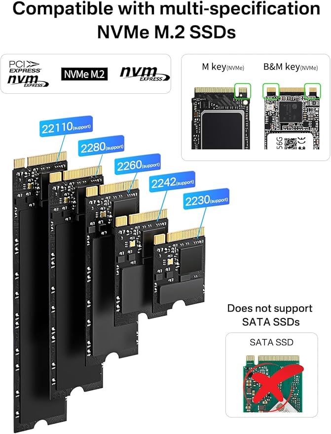 ACASIS 20Gbps M.2 NVMe SSD Cloner & Docking Station, Dual-Bay Offline Duplicator with Aluminum Heat Dissipation Enclosure, Tool-Free USB Adapter for M Key PCIe NVMe SSD Reader