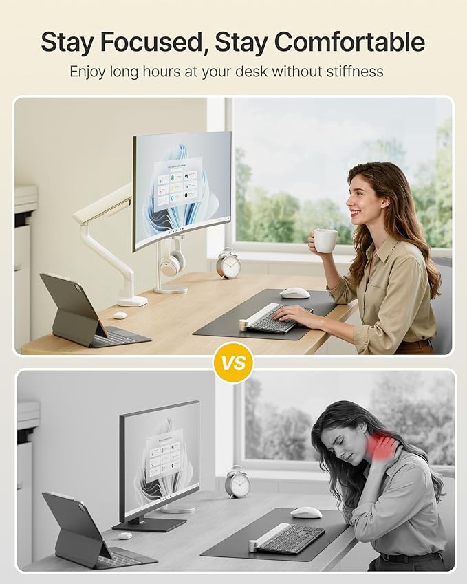monTEK Single Monitor Arm, Mechanical Spring Monitor Arm for 17-40" Ultrawide Screens, Adjustable Monitor Desk Mount Holds up to 26.4 lbs with C Clamp/Grommet Desk Mount, VESA 75/100mm