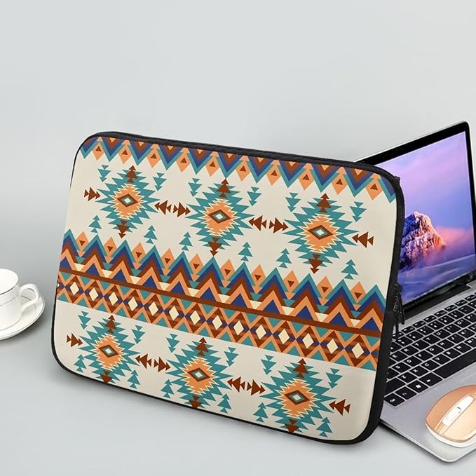 Aztec Boho Laptop Protective Sleeve for Women Men 10 inch Computer Sleeve Neoprene Laptop Bag Lightweight Lap Top Case Suitable for Travel School Office Organizers Brown