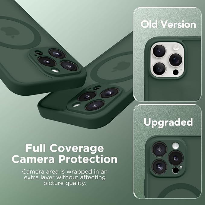 CAPRARO Magnetic for iPhone 13 Pro Case, [Compatible with MagSafe] [Full Camera Protection] Shockproof Protective Slim Translucent Matte Phone Case for iPhone 13 Pro 6.1'', Deep Green