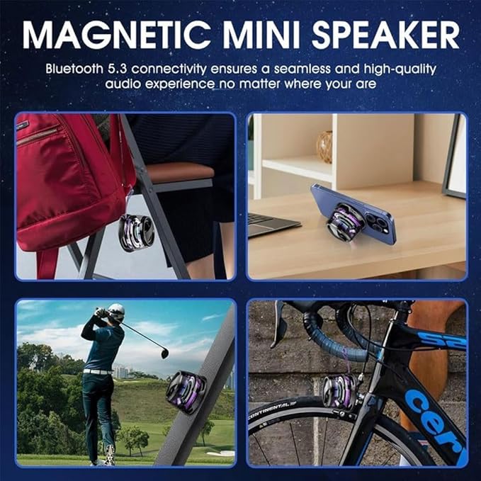 2 Pcs G200 Magnetic Bluetooth Speaker,Multifunctional Portable Mini Speaker with Multi RGB Color Light Show-3D Surround Sound Effect,Christmas Birthday Gifts